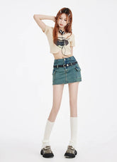 Blue Vintage Wash Cargo Mini Skirt