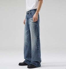 Blue Vintage Wash Wide Jeans