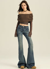 Blue Washed Flare Jeans