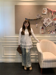 Blue Washed Flared Jeans Pants
