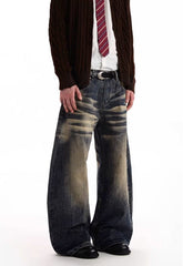 Blue Washed Loose Leg Jeans