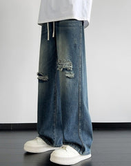 Blue Washed Ripped Style Jeans