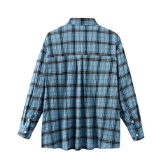 Blue Wrinkled Plaid Shirt
