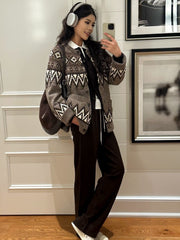 Brown Aztec Pattern Cardigan