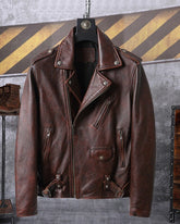 Brown Cropped Biker Leather Jacket