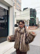 Brown Dual Tone Fur Jacket