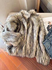 Brown Dual Tone Fur Jacket