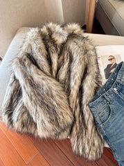Brown Dual Tone Fur Jacket
