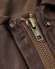 Brown Faux Leather Collared Vintage Jacket