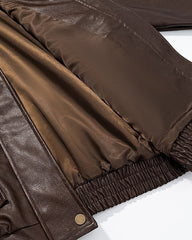 Brown Faux Leather Collared Vintage Jacket