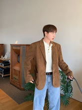 Brown Faux-Suede Blazer Jacket