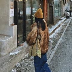 Brown Fluffy Faux Fur Jacket