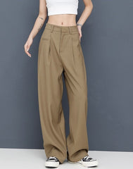 Brown Front Pleat Mopping Pants