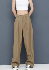 Brown Front Pleat Mopping Pants