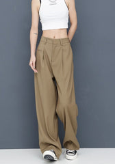 Brown Front Pleat Mopping Pants