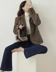Brown Houndstooth Classic Blazer