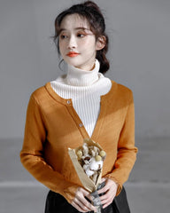 Brown Layered Turtleneck Sweater