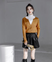 Brown Layered Turtleneck Sweater