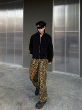 Brown Leopard Pattern Wide Leg Pants