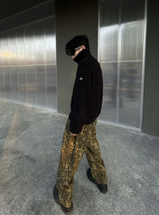 Brown Leopard Pattern Wide Leg Pants