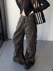 Brown Leopard Print Cargo Pants