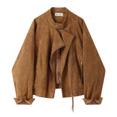 Brown Oversized Suede Leather Jacket