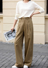 Brown Pleated Classic Mopping Pants