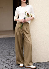 Brown Pleated Classic Mopping Pants