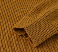 Brown Ribbed Half-Zip Sweater