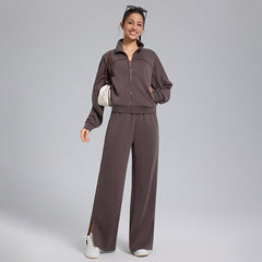 Brown Sports Jacket And Pants Set
