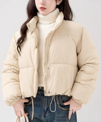 Beige Stand Collar Puffer Jacket