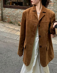 Brown Suede Blazer Jacket