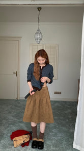 Brown Midi Skirt Autumn Winter Collection