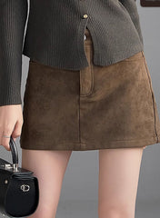 Brown Mini Skirt