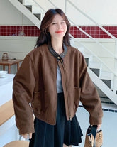Brown Retro Casual Short Jacket