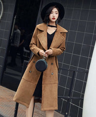 Brown Suede Trench Coat