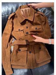 Brown Vintage Belted Trench Jacket