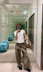 Brown Vintage Wash Wide Leg Jeans
