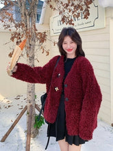 Burgundy Chic Warm Slim Fit Winter Coat