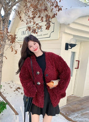 Burgundy Chic Warm Slim Fit Winter Coat