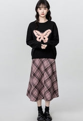 Black Butterfly Crewneck Relaxed Pullover Sweater