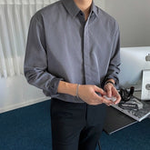 Casual Gray Long Sleeve Business Shirt