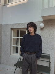 Lazy Crew Neck Pullover Sweatshirt Casual Loose Korean Style