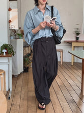 Casual Relaxed Fit Wide Leg Trousers