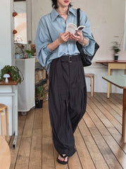 Casual Relaxed Fit Wide Leg Trousers
