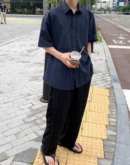 Casual Short Sleeve Wrinkled Shirt