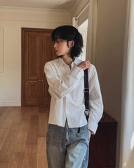 Casual Solid Color Loose Fit Long Sleeve Shirt