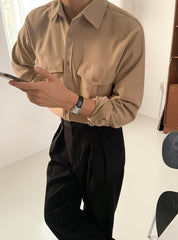Casual Solid Long Sleeve Utility Shirt