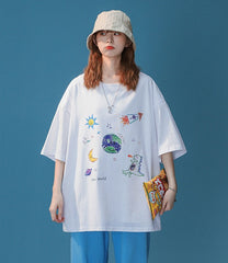 White Cute Graphic Print T-Shirt