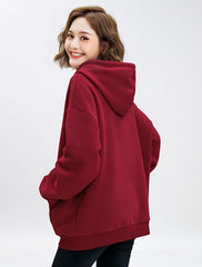 Wine Red Drawstring Hoodie